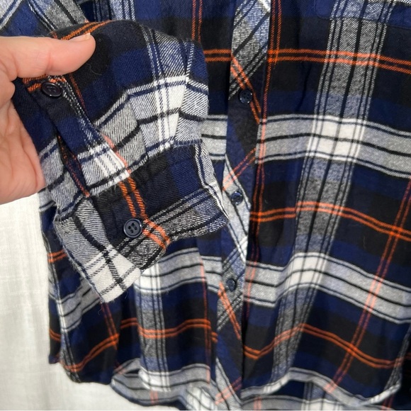 Melloday Soft Long Plaid Button Down Flannel Size Large - Picture 4 of 7